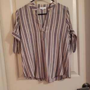 Mine Navy and White Striped Blouse